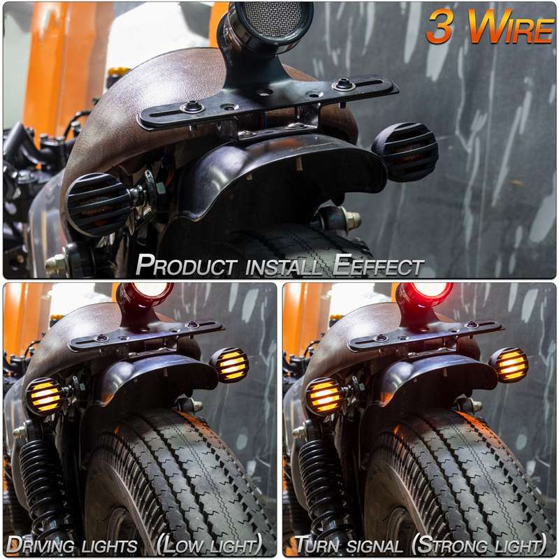 2 PCS PE-ZJ502 Motorcycle Metal Fence Turn Signal Light (Yellow)