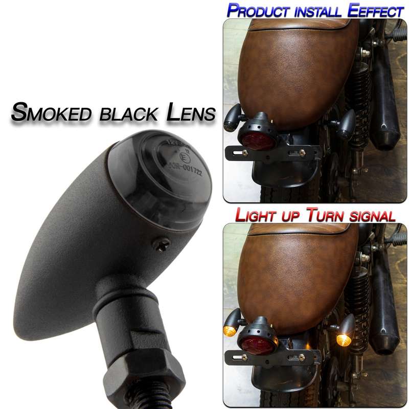2 PCS KC805 Motorcycle Retro Metal Turn Signal Light (Transparent)