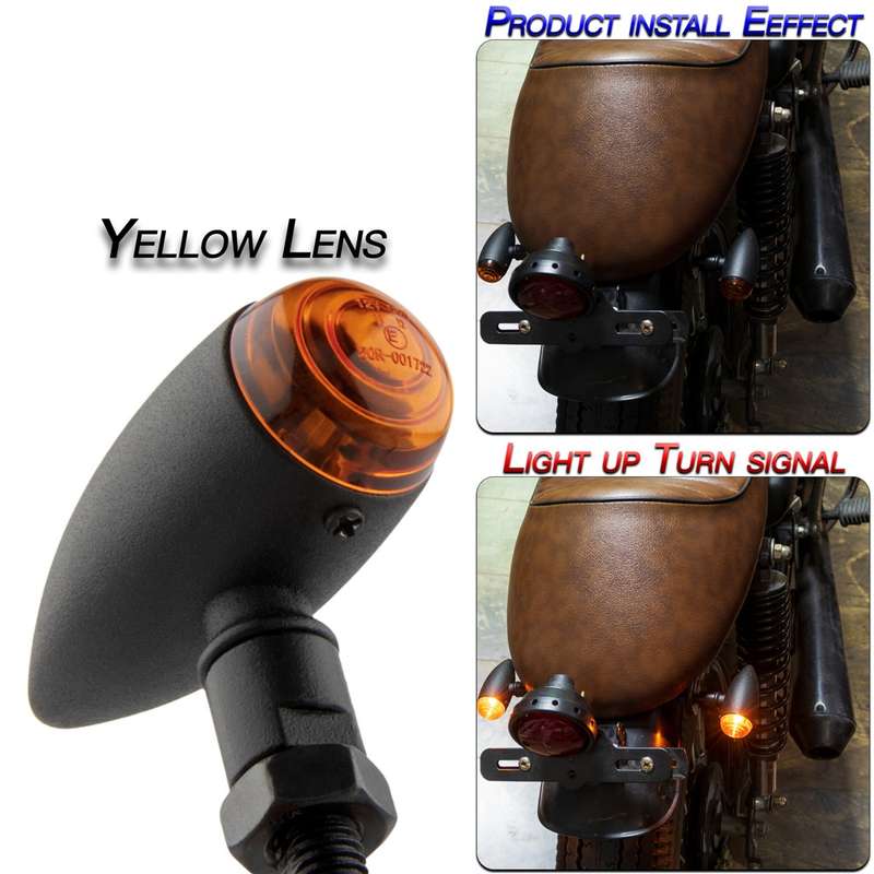 2 PCS KC805 Motorcycle Retro Metal Turn Signal Light (Transparent)
