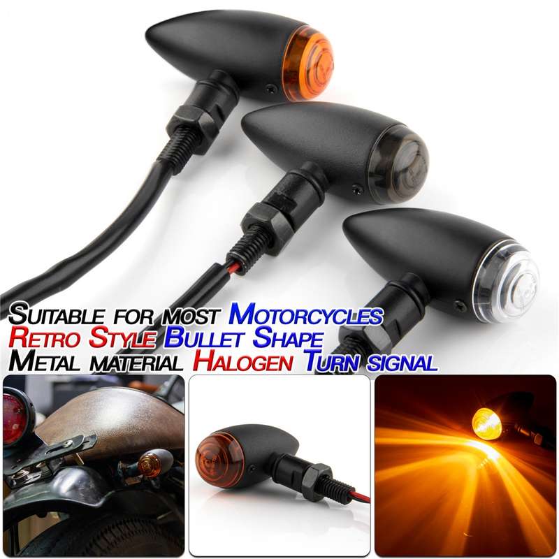 2 PCS KC805 Motorcycle Retro Metal Turn Signal Light (Transparent)