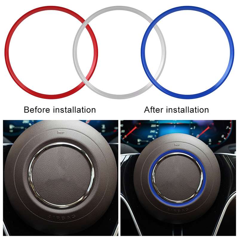 Car Steering Wheel Decorative Ring Cover for Mercedes-Benz,Inner Diameter: 7.2cm (Blue)
