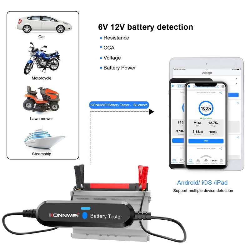 KONNWEI BK100 X431 BST360 Car Bluetooth Battery Tester(Silver)
