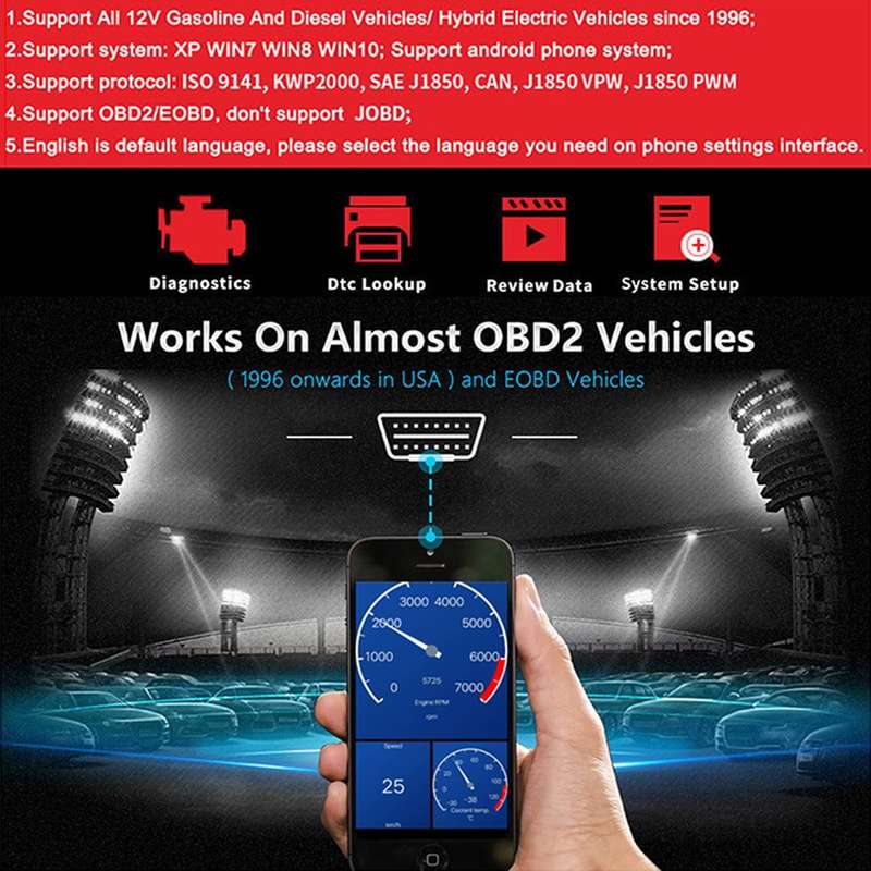 KONNWEI KW901 Android Phone OBD2 Car Bluetooth 5.0 Diagnostic Scan Tools(Black)