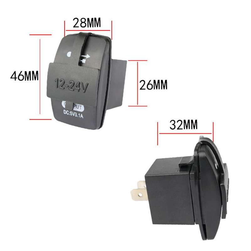 2 PCS Switch Type Dual USB 3.1A Car Charger 12-24V(Blue Light)