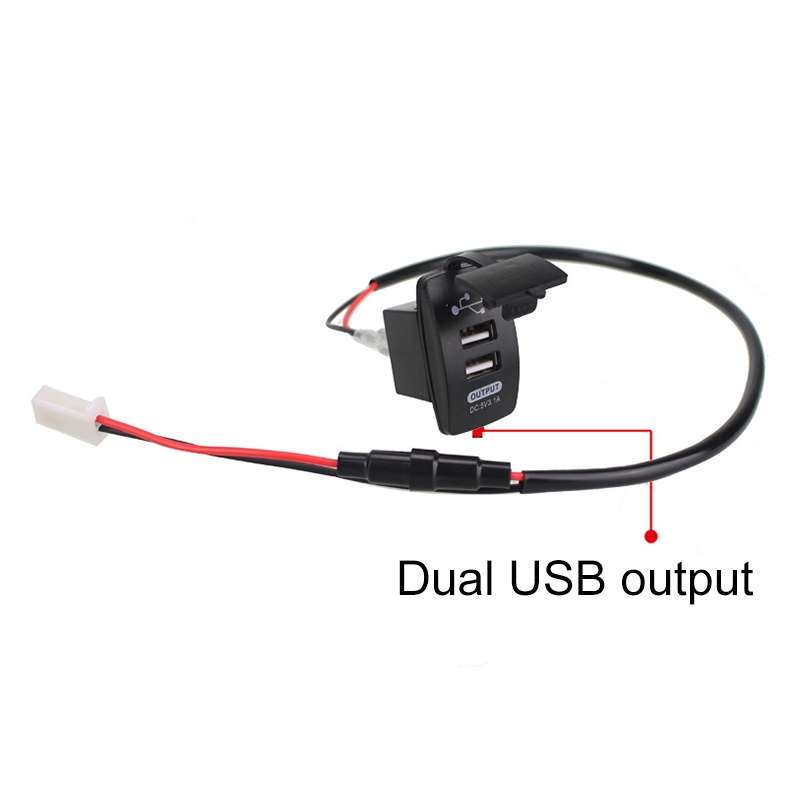 2 PCS Switch Type Dual USB 3.1A Car Charger 12-24V(Blue Light)