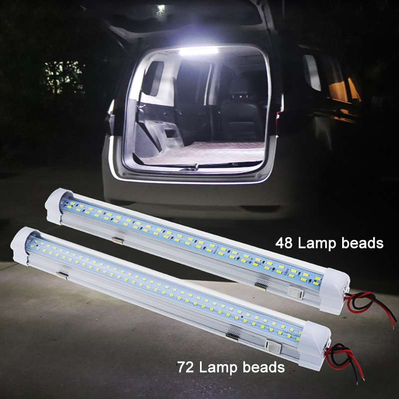 2 PCS ZS-3332 12-85V High Bright 72LEDs RV Dome Light Cabin Light Bar