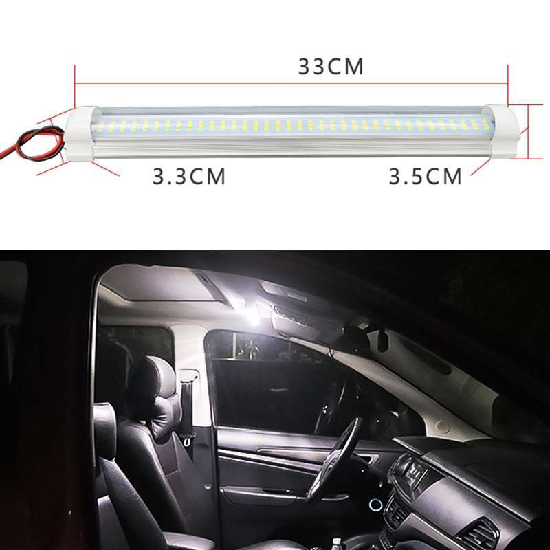 2 PCS ZS-3333 Top Switch Type 12-80V High Bright 108LEDs Car Dome Light Cabin Light Bar