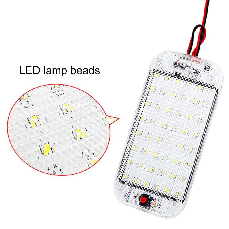 2 PCS ZS-3350 DC12-85V High Bright 48LEDs Lamp Beads Car Dome Light Cabin Light Bar