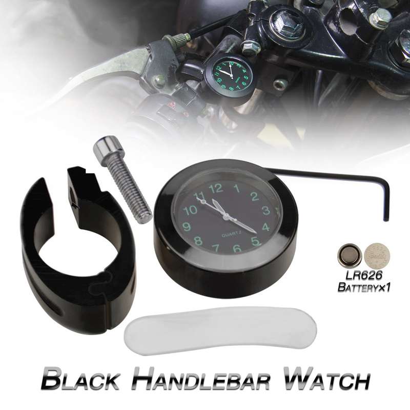 Motorcycle 22-25mm Handlebar Clock Quartz Watch with Lock (Black)