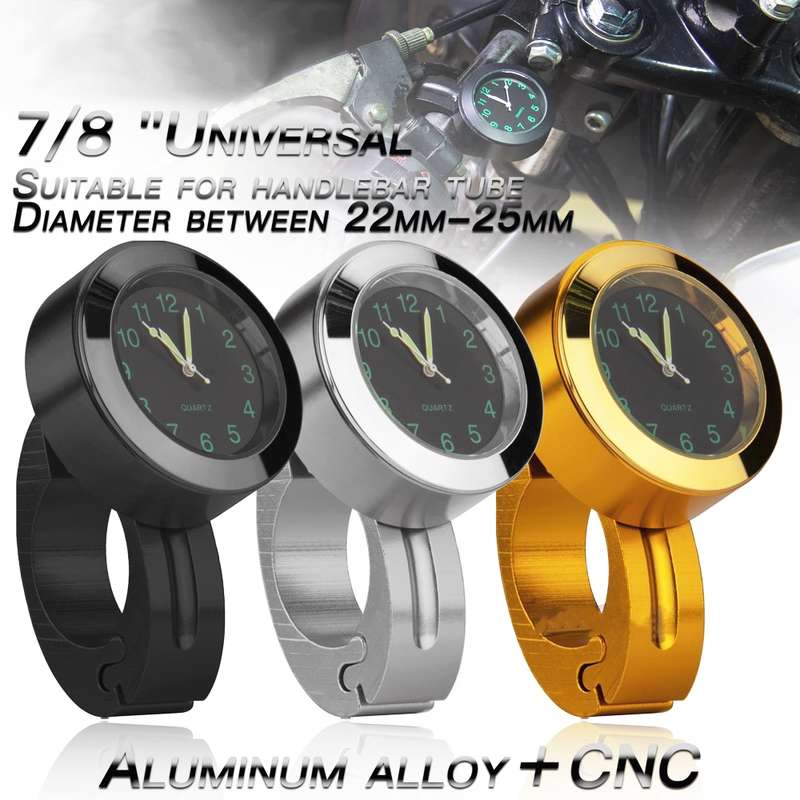 Motorcycle 22-25mm Handlebar Clock Quartz Watch with Lock (Black)