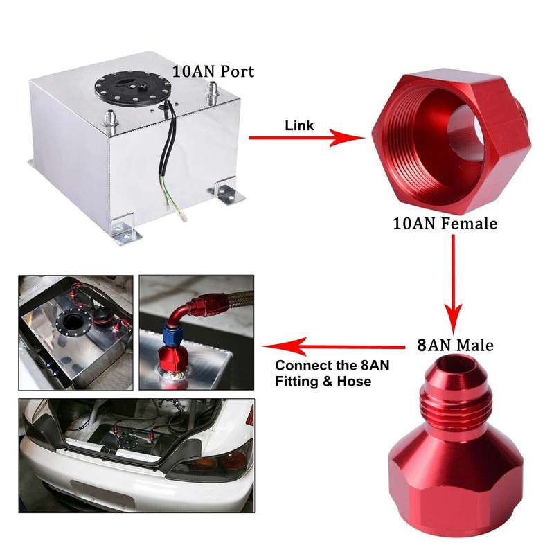 AN10 to AN8 Male and Female Connector Conversion Screw Oil Cooler Conversion Reducer Adapter (Black)