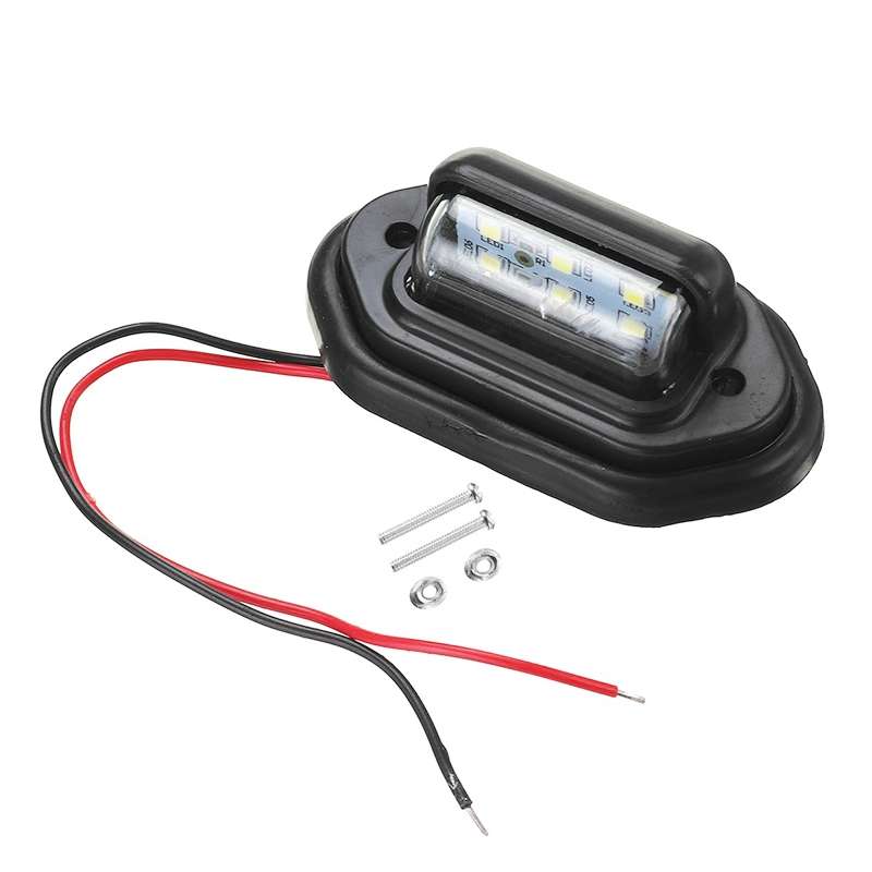 2 PCS MK-257 Car Van Bus Trailer LED Taillight Side Light 12-30V 6LEDs License Plate Light (Black)