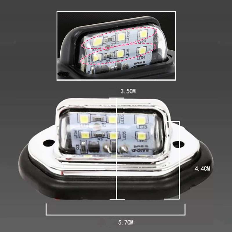 2 PCS MK-257 Car Van Bus Trailer LED Taillight Side Light 12-30V 6LEDs License Plate Light (Black)