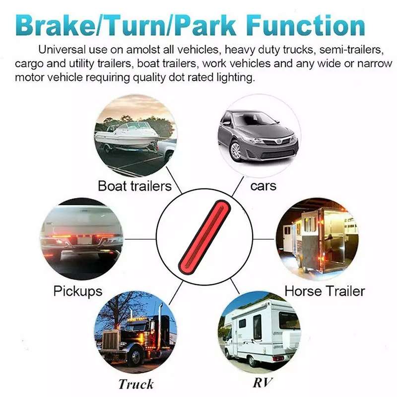 2 PCS Heavy-duty Truck Trailer 100LED Light Guide Two-color Brake Light