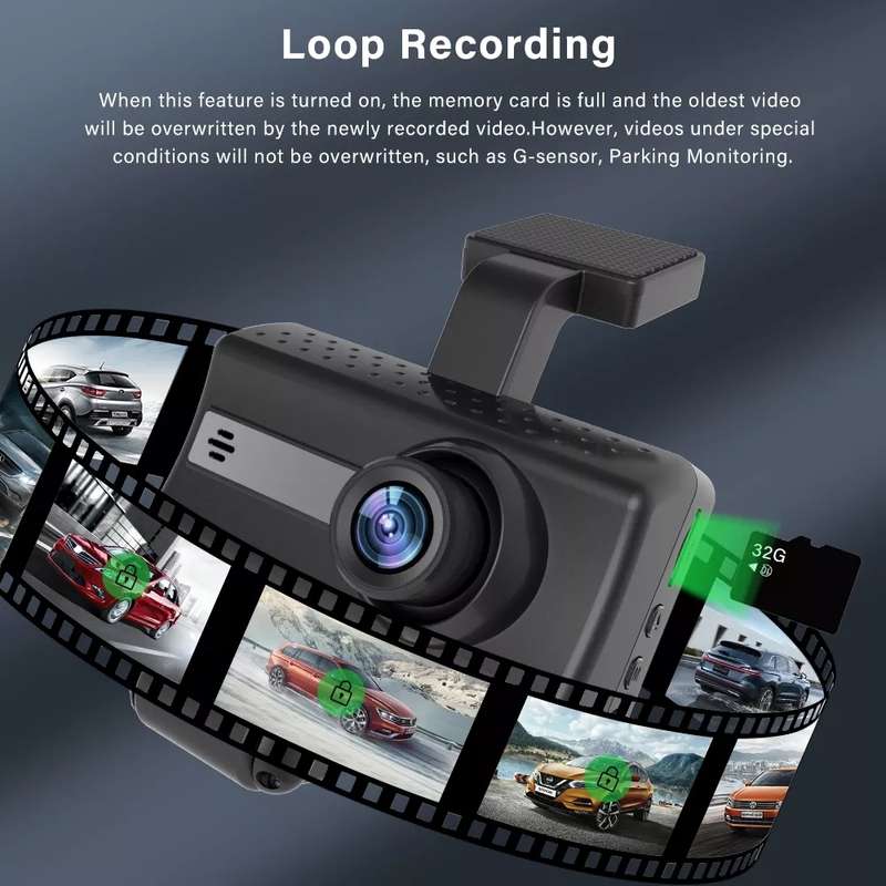 Front and Inner Dual Camera HD Infrared Night Vision Car Dash Cam Driving Recorder