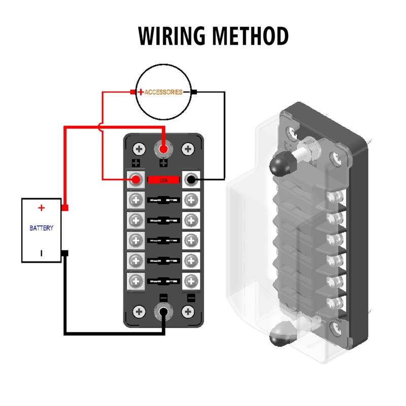 CS-978A1 FB1901 1 In 6 Out Independent Positive Negative Fuse Box without Fuse Piece for Auto Car Tr