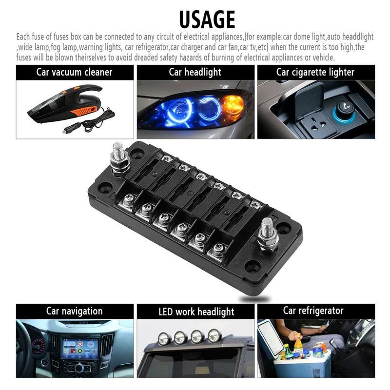 CS-978A1 FB1901 1 In 6 Out Independent Positive Negative Fuse Box without Fuse Piece for Auto Car Tr