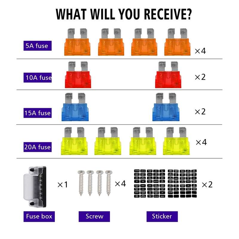 ZH-978A1 FB1901 1 In 6 Out 6 Ways Independent Positive Negative Fuse Box with 12 Fuses for Auto Car