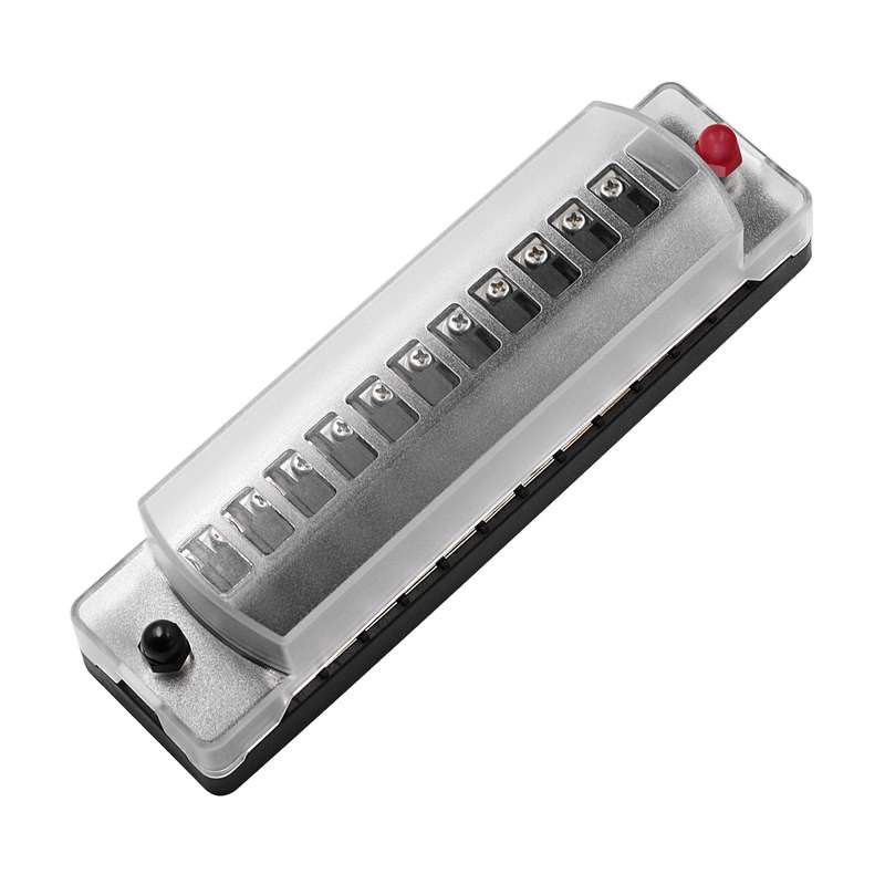 ZH-978A2 FB1902 1 In 12 Out 12 Ways Independent Positive Negative Fuse Box with 24 Fuses for Auto Ca