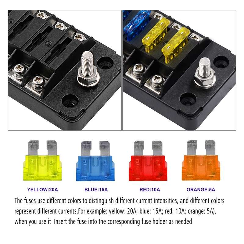 ZH-979A1 FB1903 1 In 1 Out 6 Ways No Distinction Positive Negative Fuse Box with 12 Fuses for Auto C