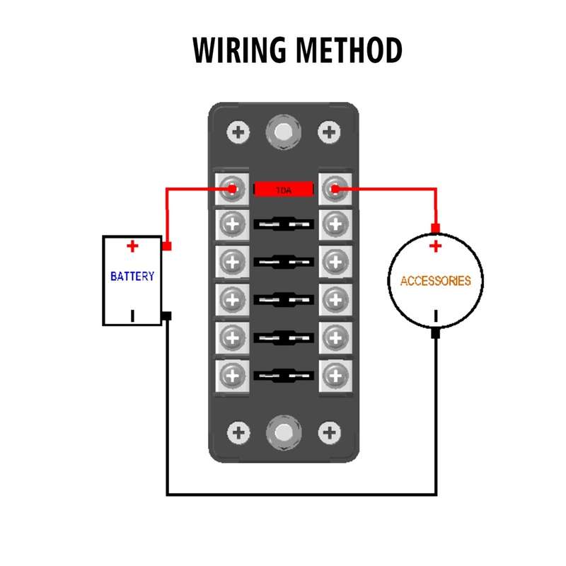 ZH-979A1 FB1903 1 In 1 Out 6 Ways No Distinction Positive Negative Fuse Box with 12 Fuses for Auto C