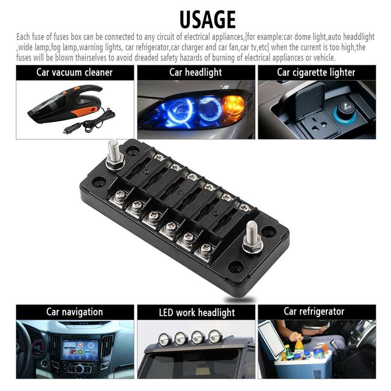 ZH-979A1 FB1903 1 In 1 Out 6 Ways No Distinction Positive Negative Fuse Box with 12 Fuses for Auto C