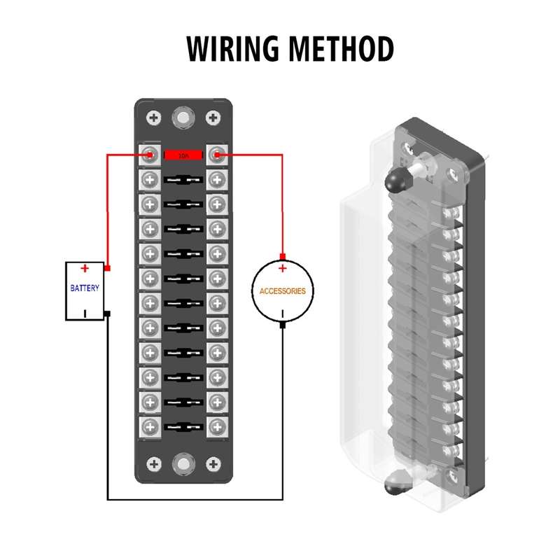ZH-979A2 FB1904 1 In 1 Out 12 Ways Positive Negative Fuse Box with 24 Fuses for Auto Car Truck Boat