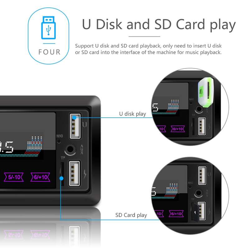 M10 12V Car Radio Receiver MP3 Player, Support Bluetooth Hand-free Calling / FM / USB / SD Card