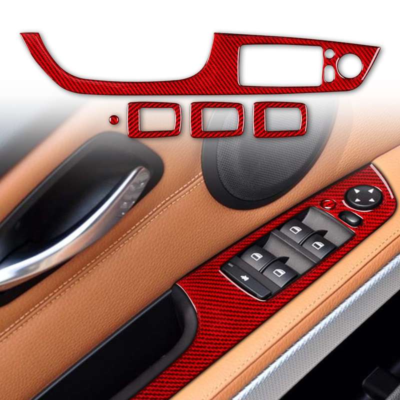 5 PCS Set for BMW 3 Series E90 Carbon Fiber Car Left Driving Lifting Panel Decorative Sticker with F