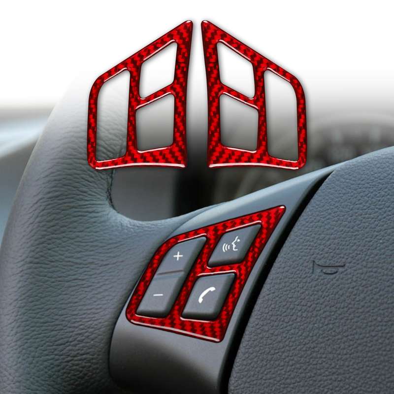 2 PCS Set for BMW 3 Series E90 Carbon Fiber Car Steering Wheel Button Frame Decorative Sticker,Left