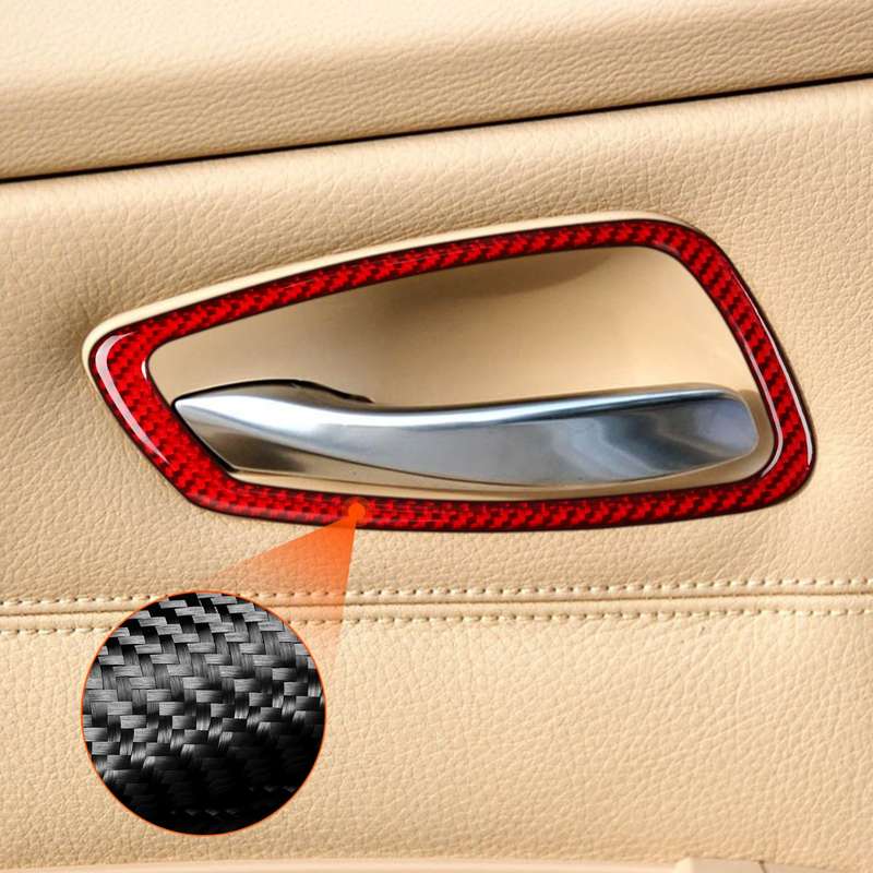 4 PCS Set for BMW 3 Series E90 Carbon Fiber Car Door Handle Decorative Sticker,Left and Right Drive(