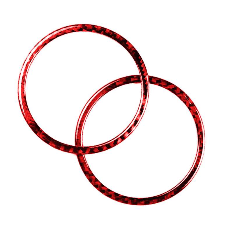 2 PCS Set for BMW 3 Series E90 Carbon Fiber Car Horn Circle Decorative Sticker (Red)