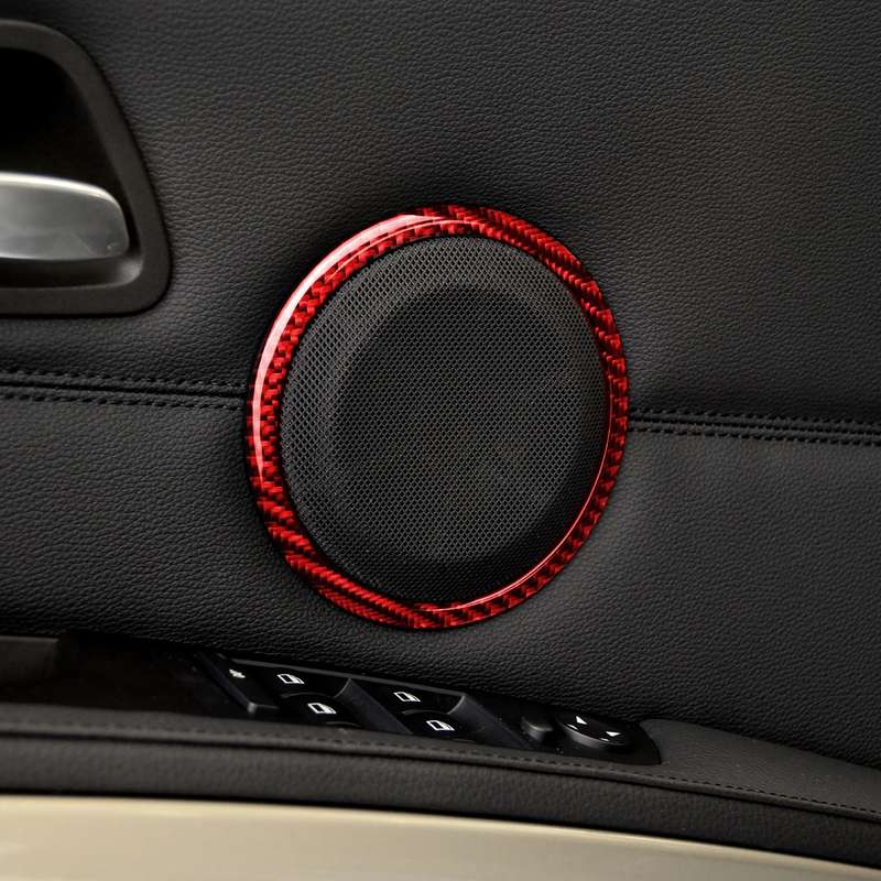 2 PCS Set for BMW 3 Series E90 Carbon Fiber Car Horn Circle Decorative Sticker (Red)