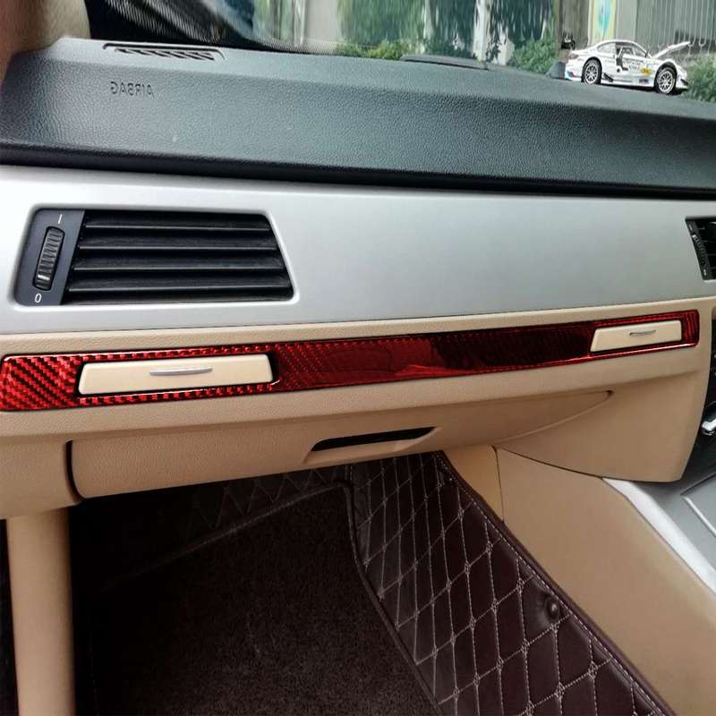 For BMW 3 Series E90 CarBon Fiber Car Water Cup Strip Decorative Sticker,Right Drive (Red)