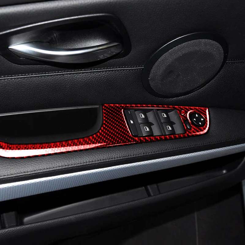 5 PCS Set For BMW 3 Series E90 Carbon Fiber Car Left Drive Window Lift Panel Decorative Sticker, Dia