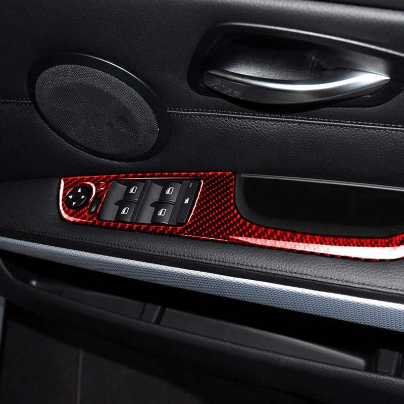 5 PCS Set For BMW 3 Series E90 Carbon Fiber Car Right Drive Window Lift Panel Decorative Sticker, Di