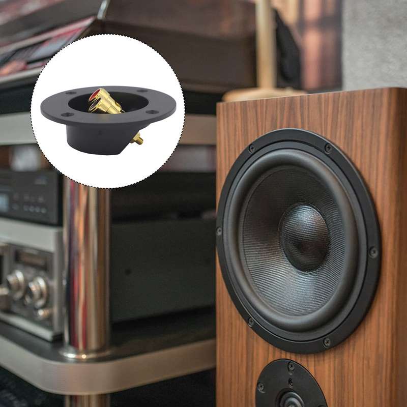 2 in 1 / Set Car Double Binding Round Gold Plate Push Spring Loaded Jacks Speaker Box