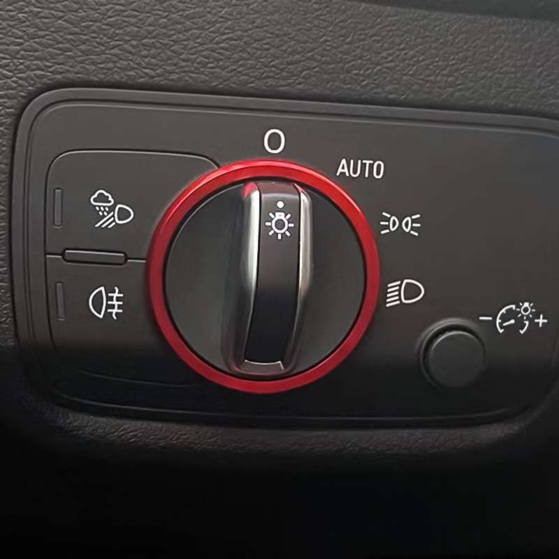 Car Headlight Switch Ring Trim Sticker Decoration for Audi Q2(Blue)