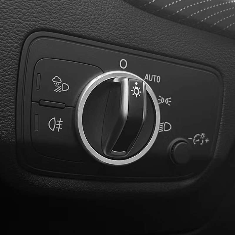 Car Headlight Switch Ring Trim Sticker Decoration for Audi Q2(Blue)