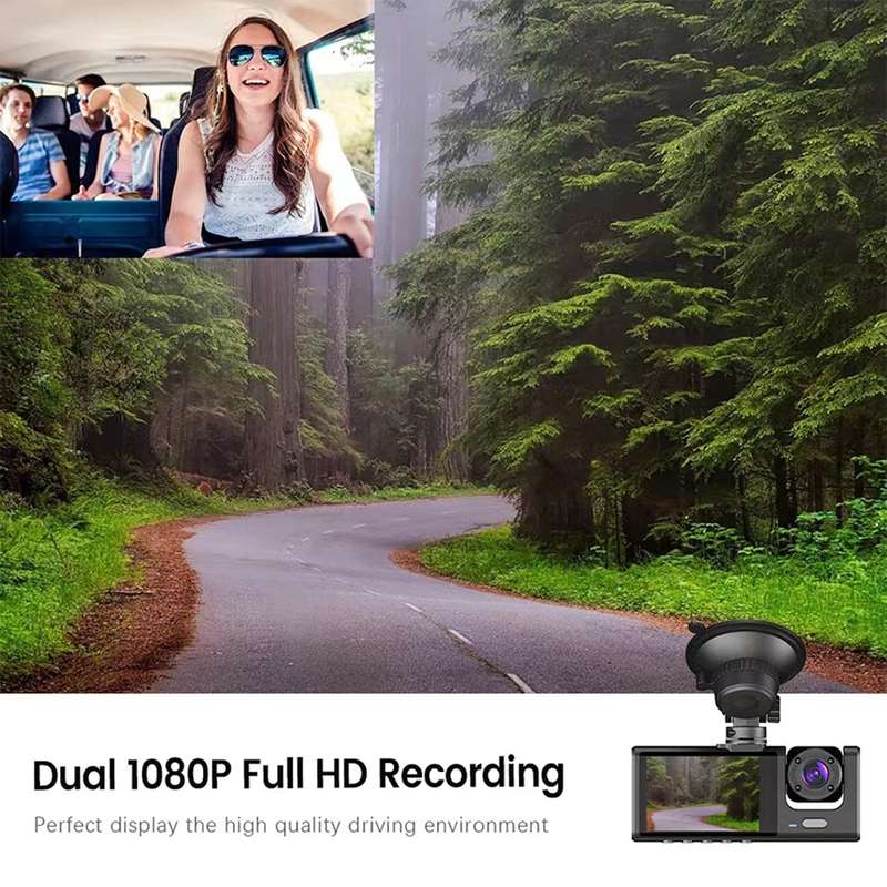 A1 3-lens Video HD Night Vision Car Driving Recorder, with Rear View Camera