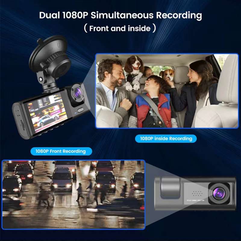 A1 3-lens Video HD Night Vision Car Driving Recorder, with Rear View Camera