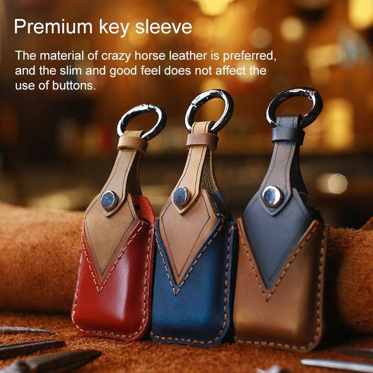 For Honda Car Cowhide Leather Key Protective Cover Key Case, Four Keys Version (Blue)