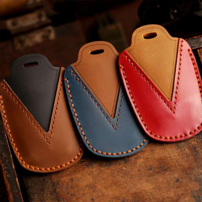 For Toyota Car Cowhide Leather Key Protective Cover Key Case, Two Keys Version(Blue)