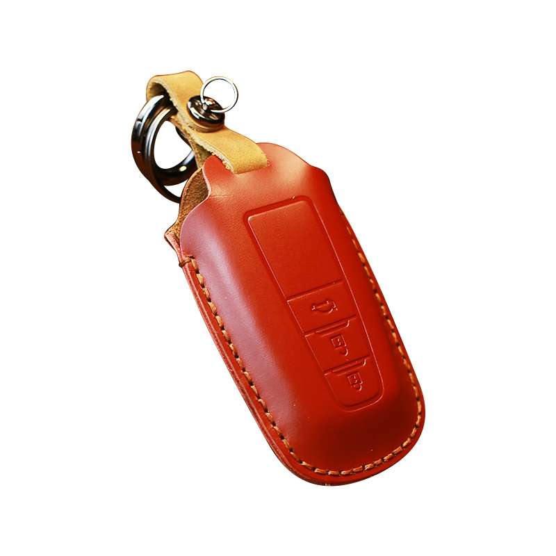 For Toyota Car Cowhide Leather Key Protective Cover Key Case, Three Keys Version (Brown)