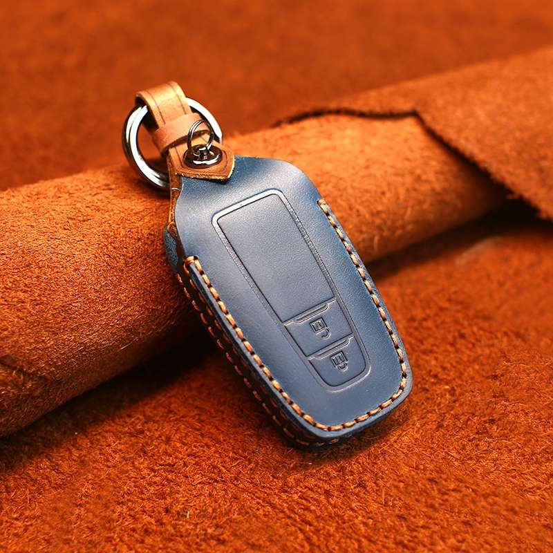 For Toyota Car Cowhide Leather Key Protective Cover Key Case, Two Keys Version (Brown)