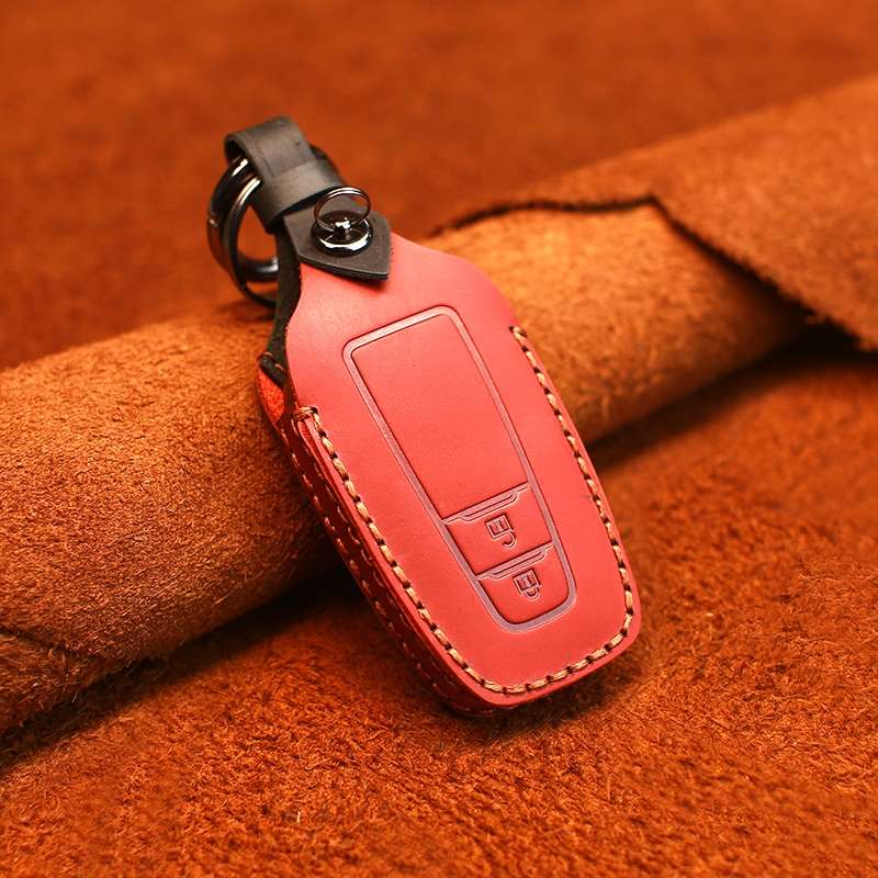 For Toyota Car Cowhide Leather Key Protective Cover Key Case, Two Keys Version (Brown)