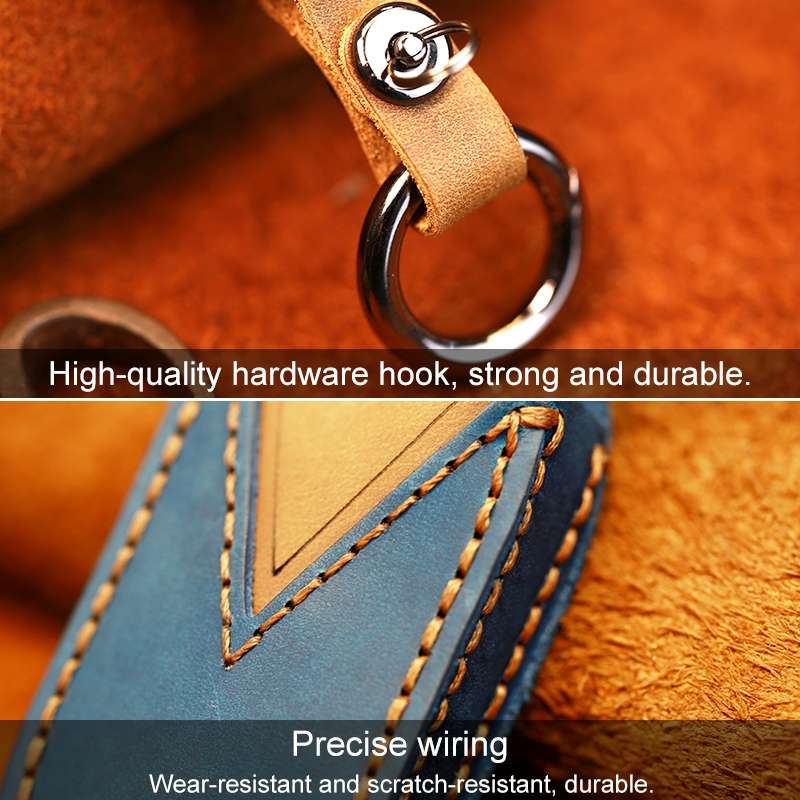 For Buick Car Cowhide Leather Key Protective Cover Key Case, Six Keys Version (Blue)
