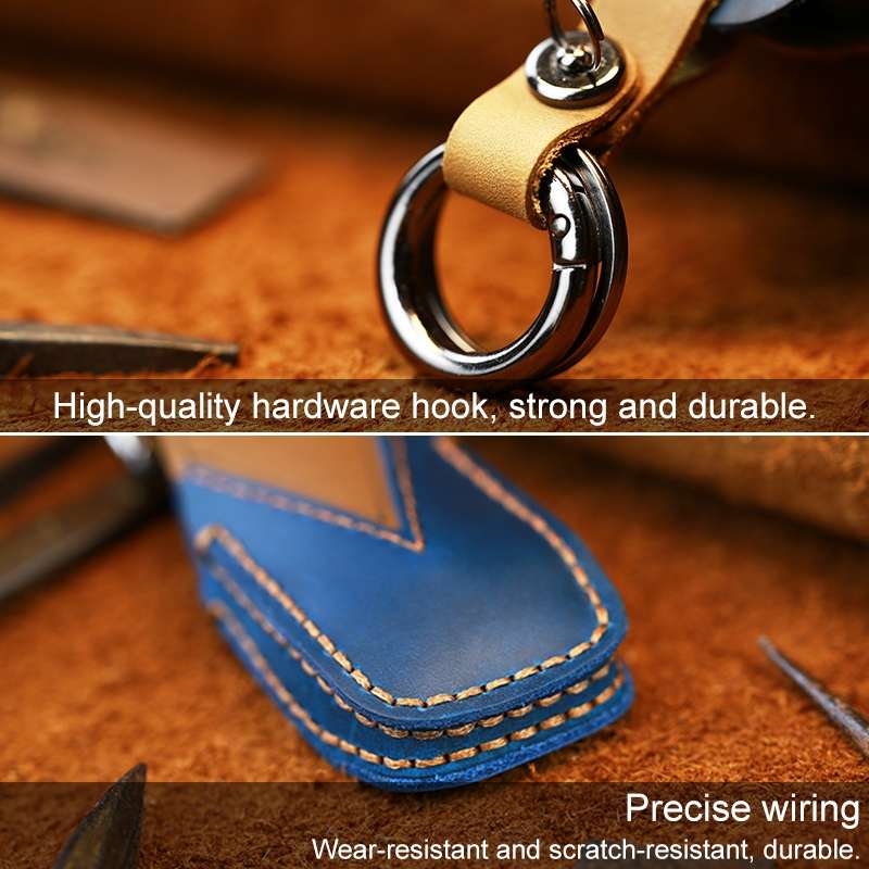 For Mercedes-Benz New Style Car Cowhide Leather Key Protective Cover Key Case (Blue)