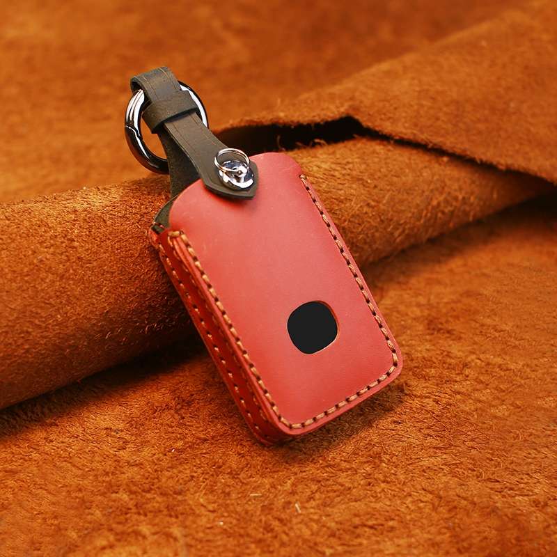 For Mazda New Style Car Cowhide Leather Key Protective Cover Key Case (Red)