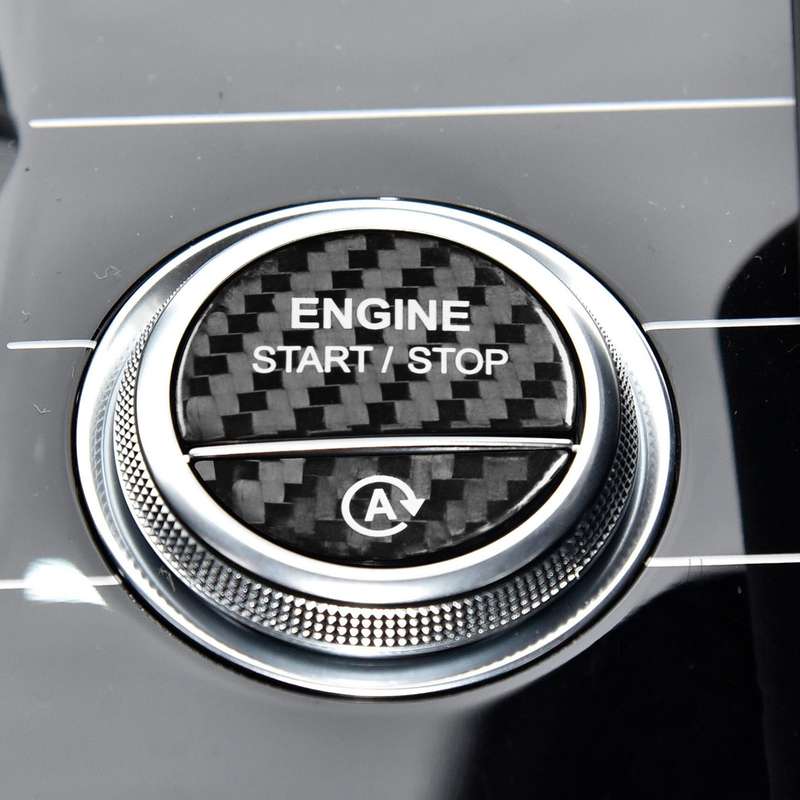 For Mercedes-Benz C/S Class 2022 Style Car Carbon Fiber One-click Start Button Decorative Sticker,Le